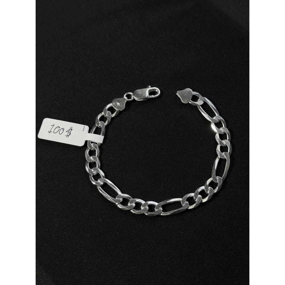 925 Sterling Silver Figaro Link Chain Bracelet Mens Womens 8 Inch 8.6mm Italy
